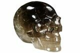 Carved, Dark Smoky Quartz Crystal Skull #108770-2